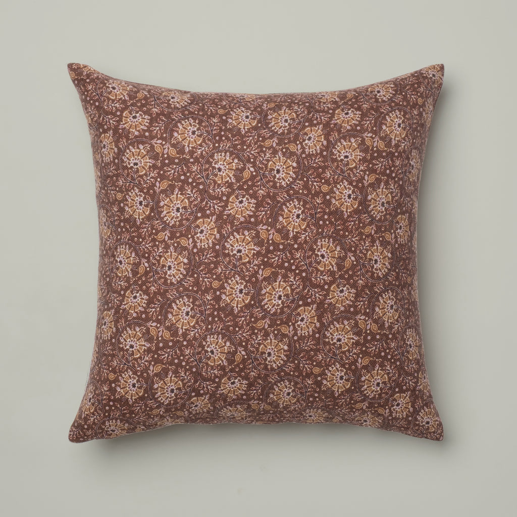 Chocolate Botanical Embroidered Cushion