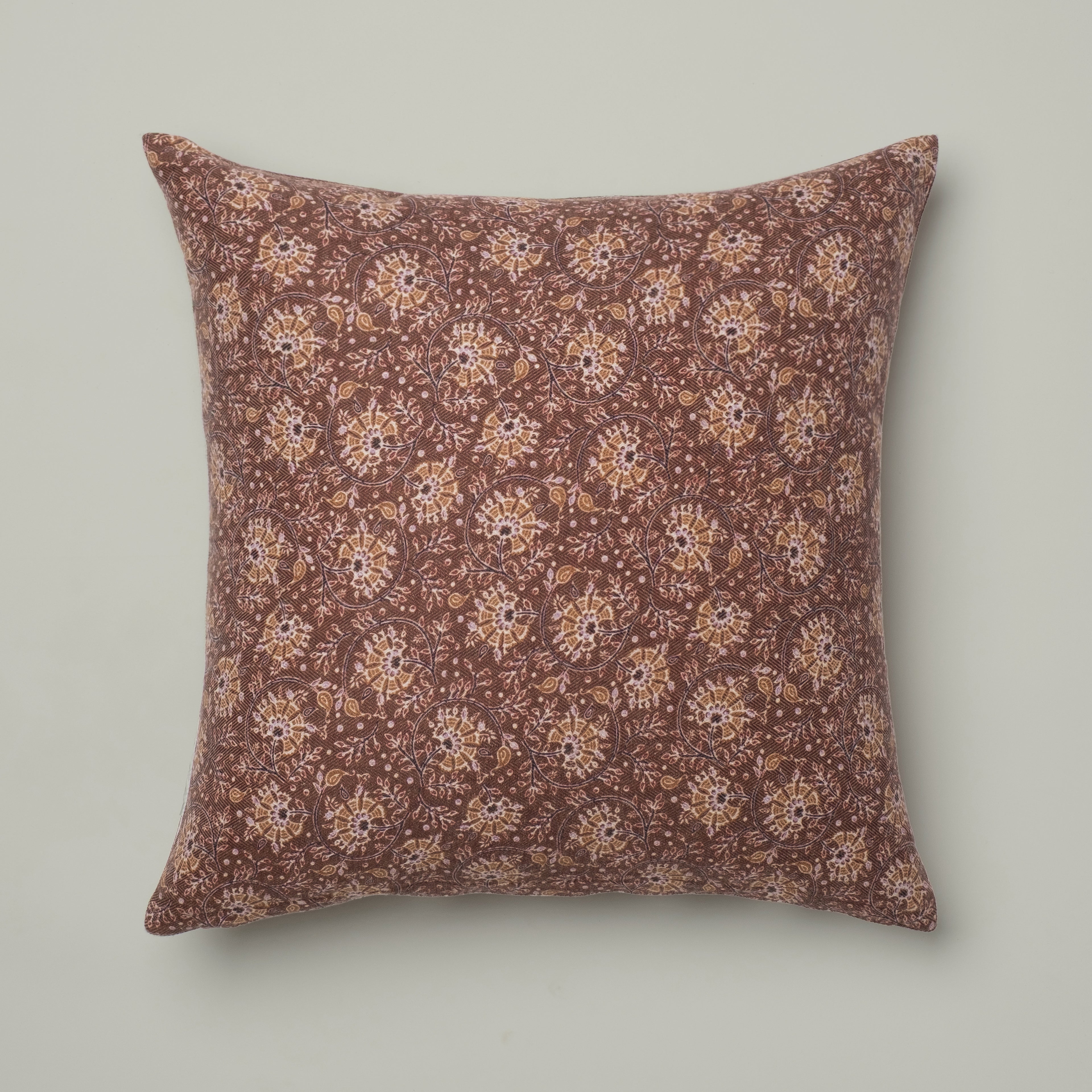 Chocolate Botanical Embroidered Cushion