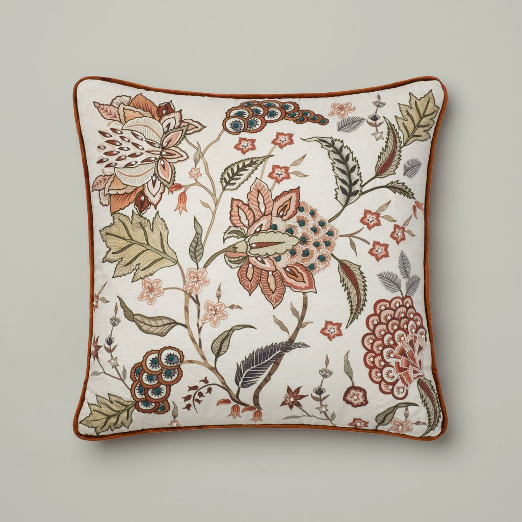 Chintz Botanical Embroidered Cushion