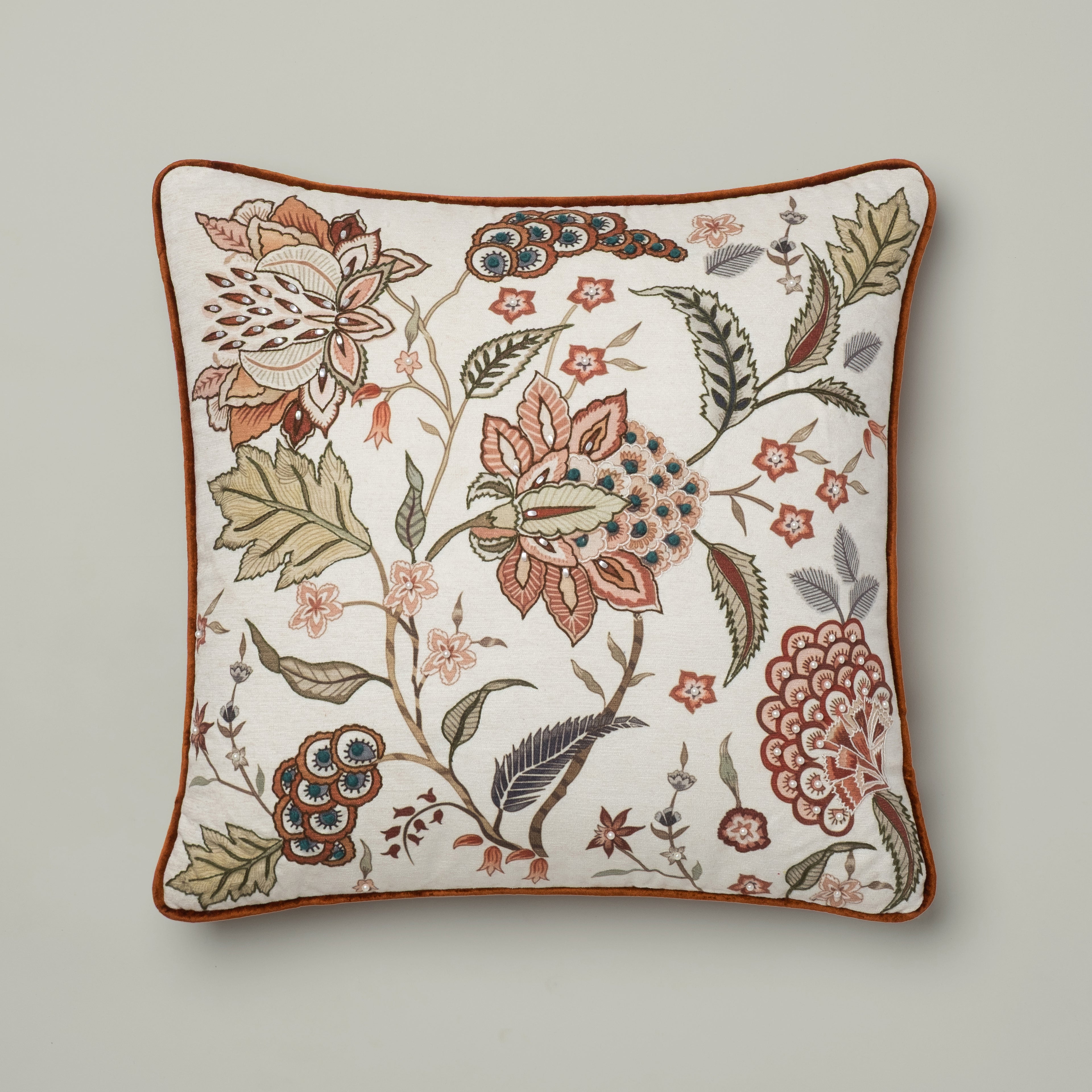 Chintz Botanical Embroidered Cushion