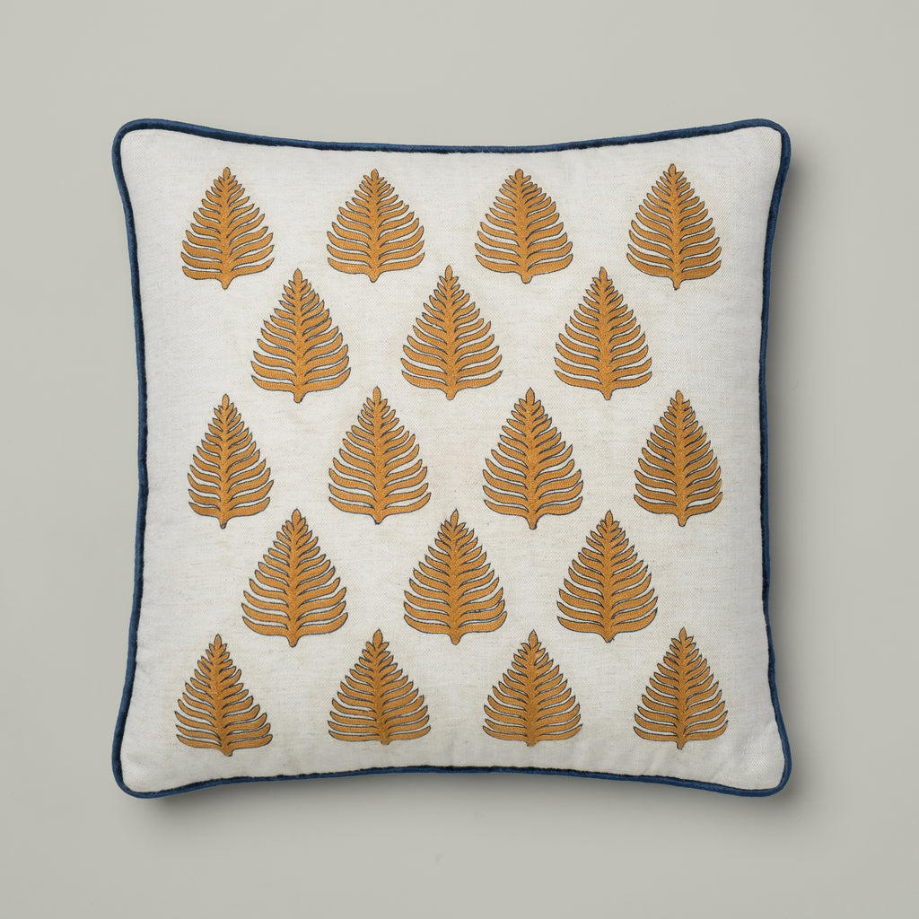 Ivory Fern Embroidered Cushion