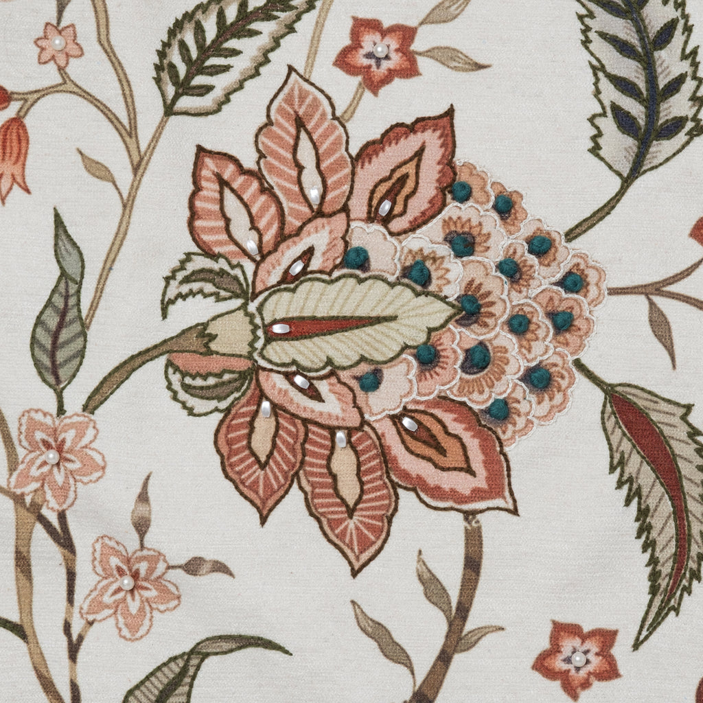 Chintz Botanical Embroidered Cushion