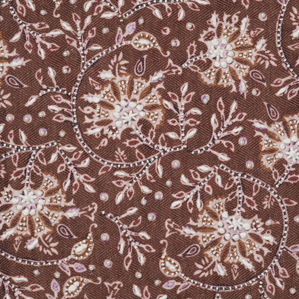 Chocolate Botanical Embroidered Cushion