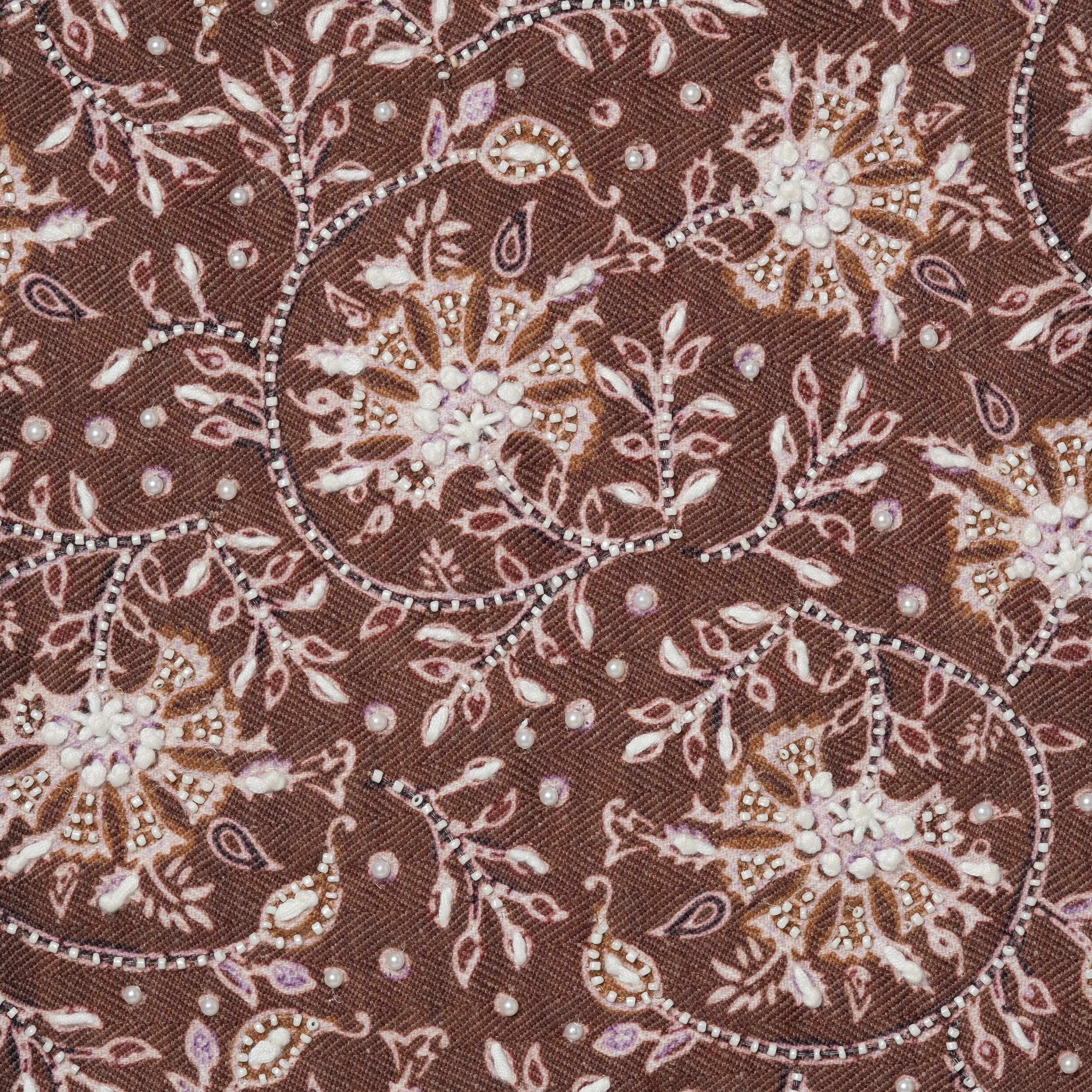 Chocolate Botanical Embroidered Cushion