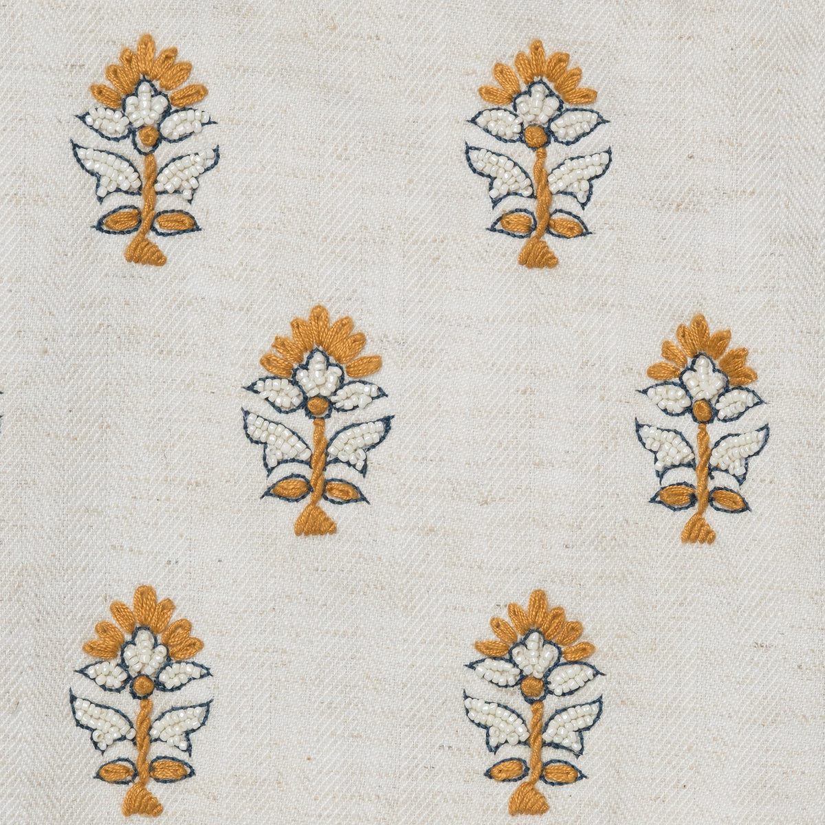 Ivory Blossom Embroidered Cushion