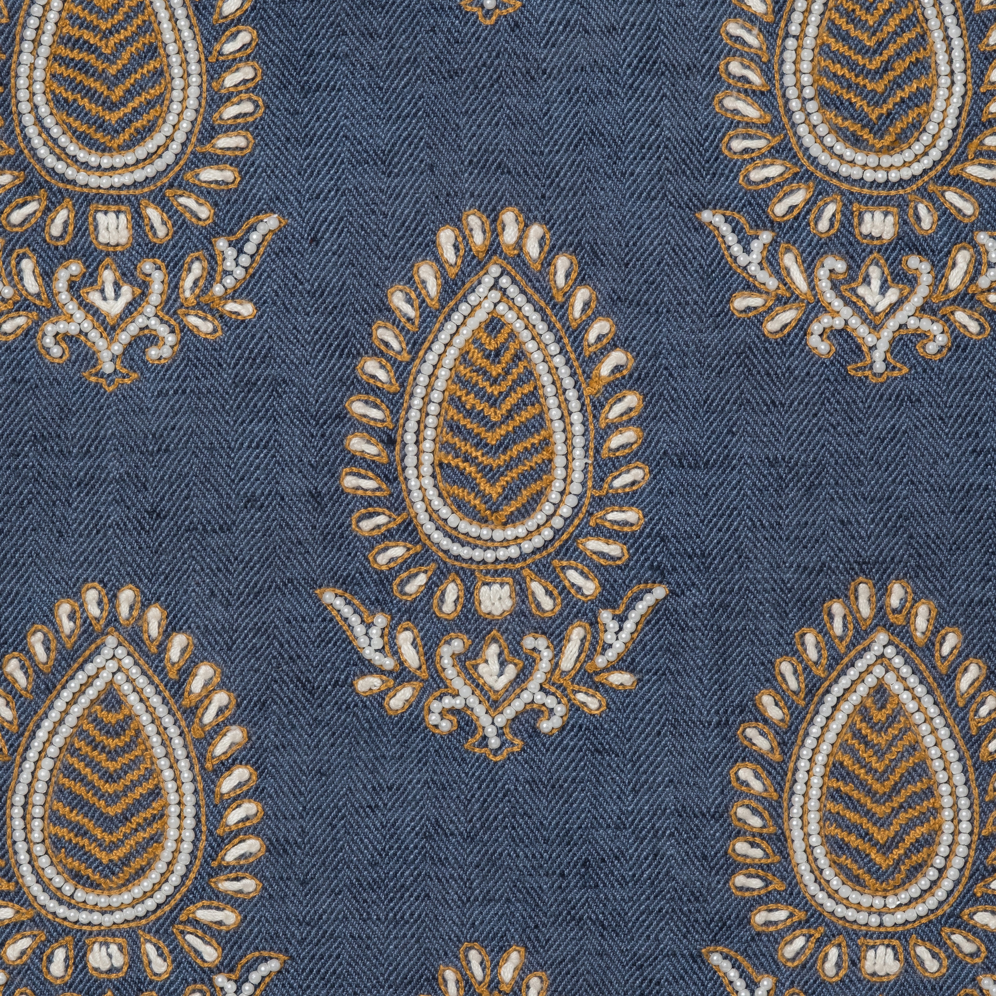 Indigo Paisley Embroidered Cushion