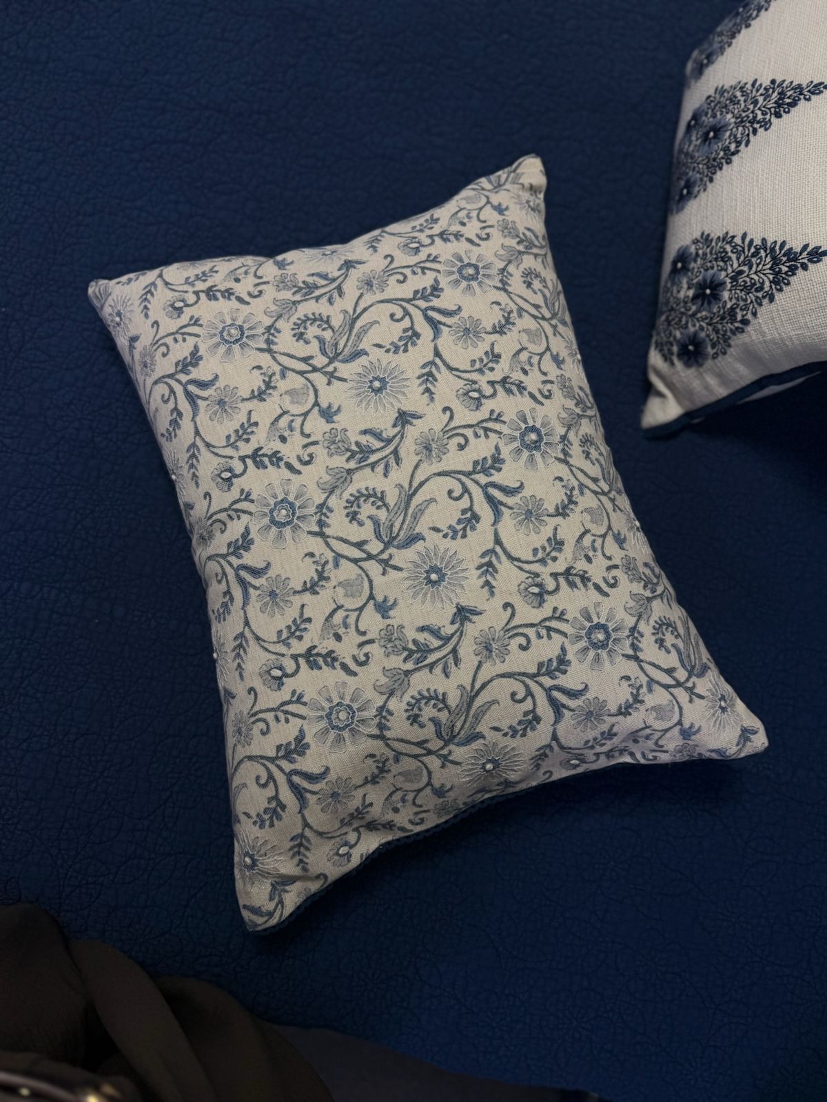Champagne Botanical Embroidered Pillow