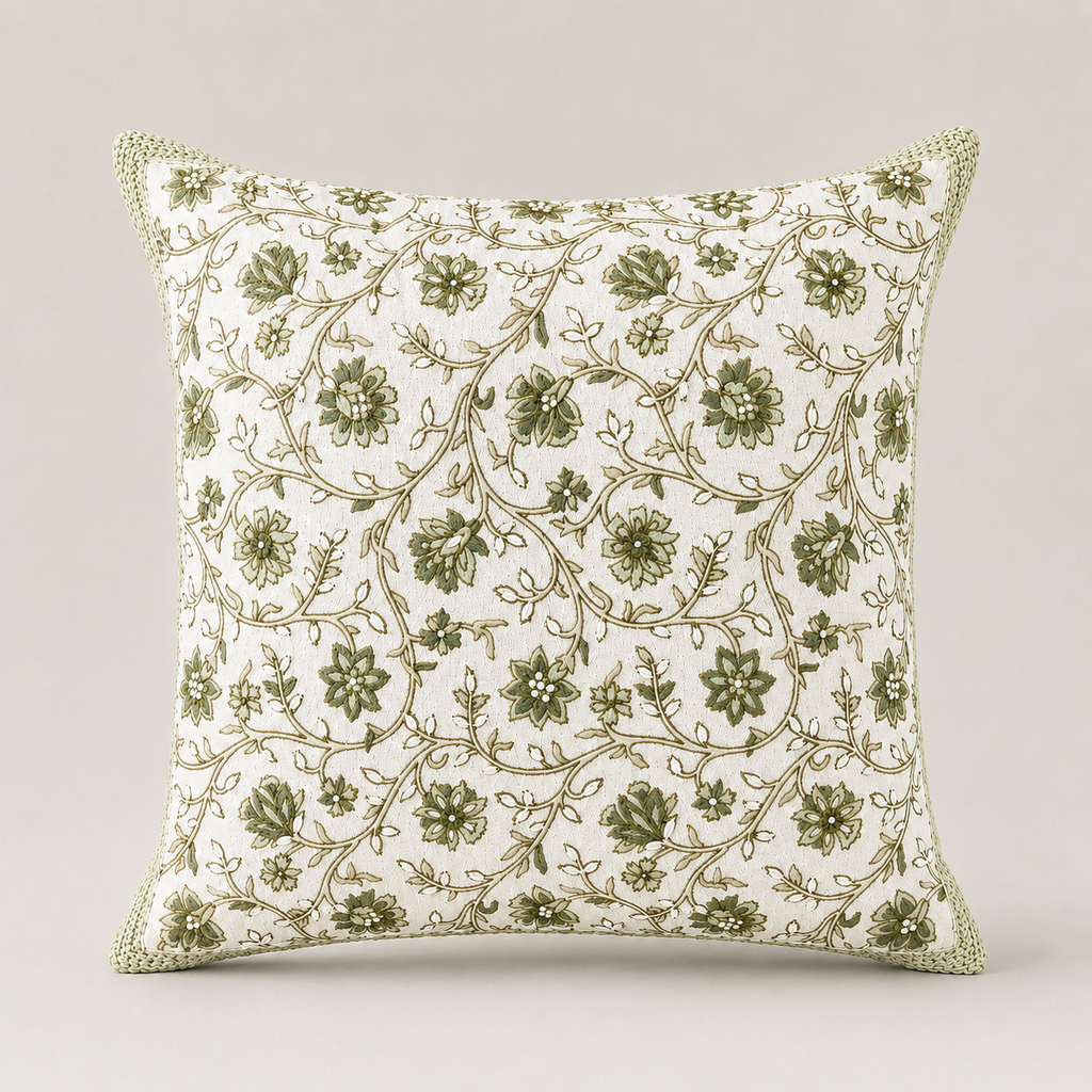 Floral Vine Ivory Cushion