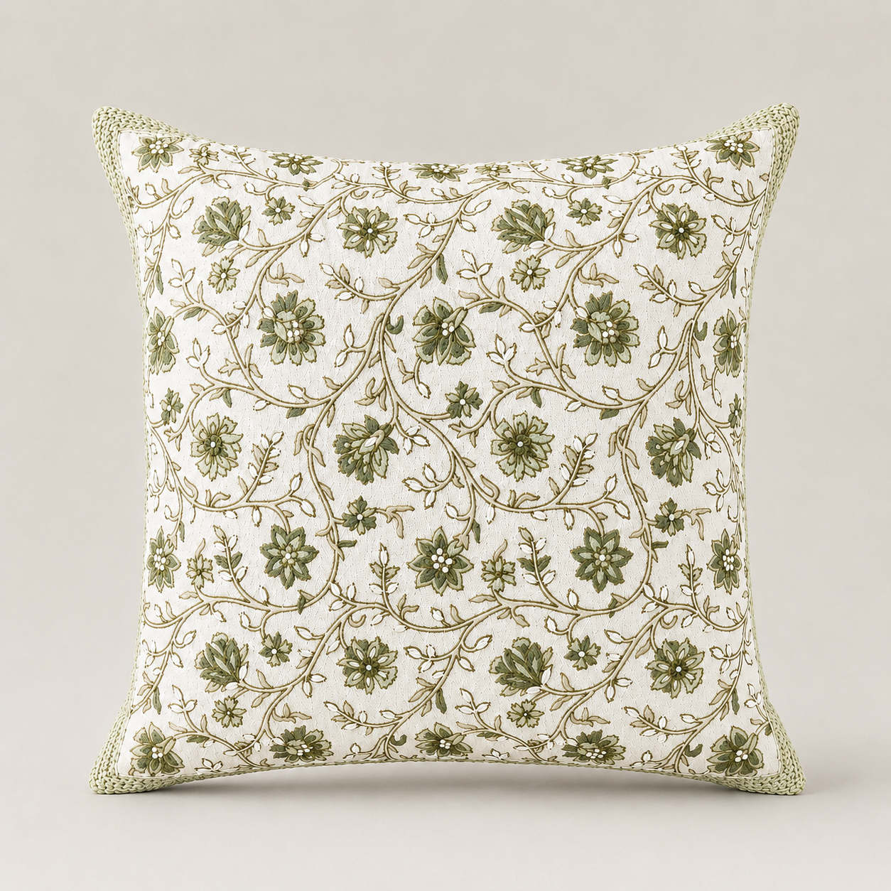 Floral Vine Ivory Cushion