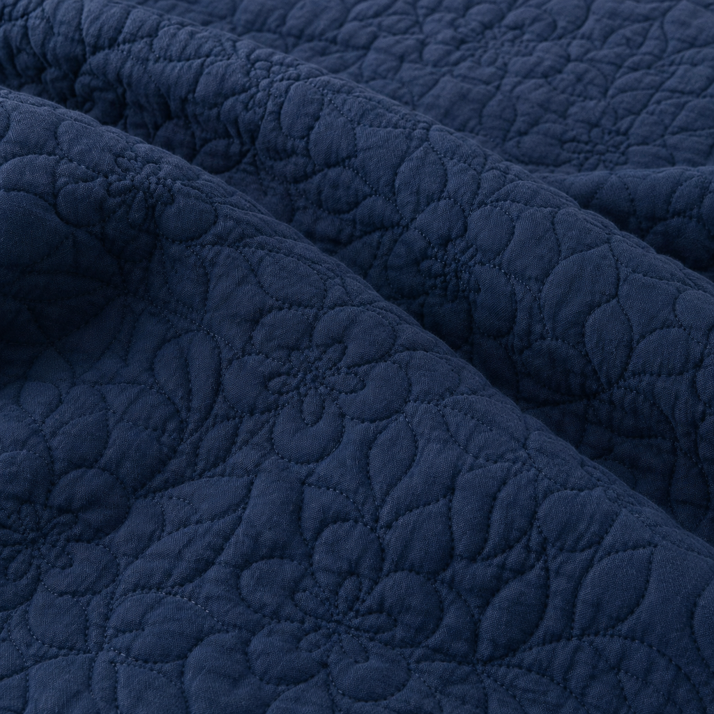Midnight Blue Floral Quilted Bedding