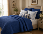 Midnight Blue Floral Quilted Bedding