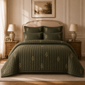 Olive Meadow Embroidered Bedspread