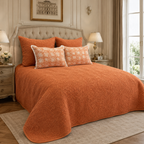 Stone washed orange quilted bedspread